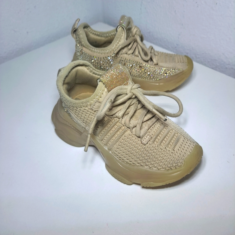 Steve Madden Beige Knit Sneakers with Glitter Detail Kids Size 6